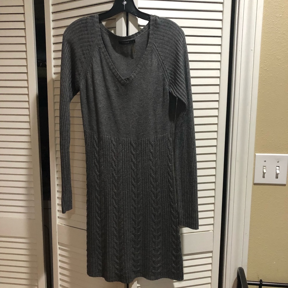 Theme Sweater Dress, Gray, Large